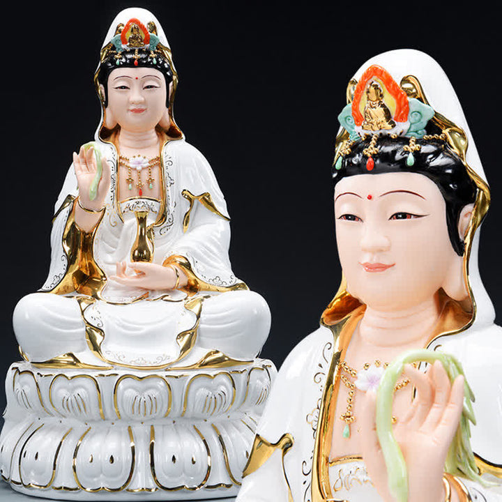 Buddha Stones Chenrezig Bodhisattva Avalokitesvara Succes Keramisch Beeld Huisdecoratie - image 0