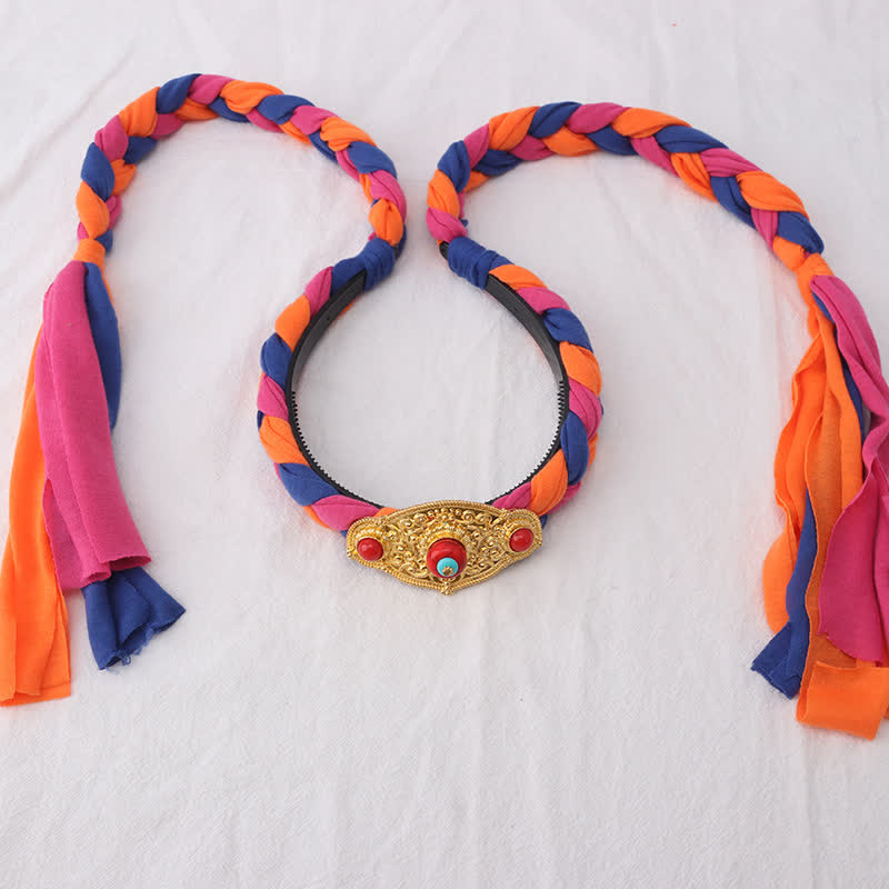 Tibetaanse kleurrijke kwastjes als haarversiering en haaraccessoires. - Oranje - Prismatisch - image 22
