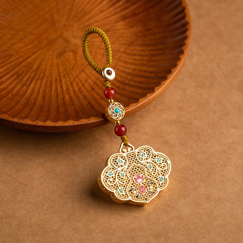 Buddha Stones Sleutelhanger met gelukssymbool en slotje van het Fu-personage. - image 3