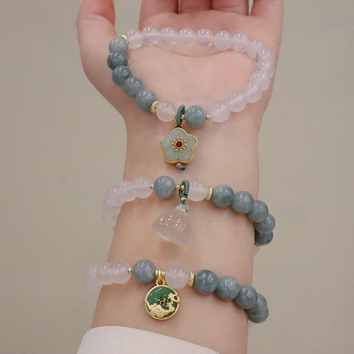 Buddha Stones Witte agaat jade lotusbloem vredesgesp Armband - image 11