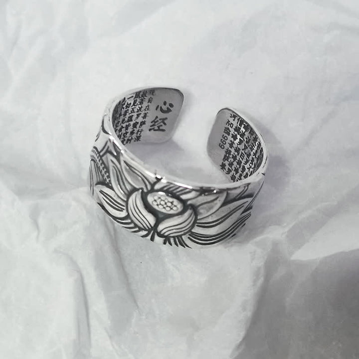 Buddha Stones Ring van 999 sterling zilver met lotussymbool, hart en soetra-bescherming. - image 4