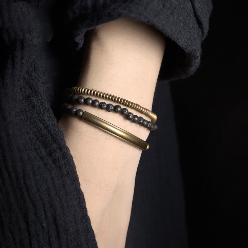 Buddha Stones Vintage lavasteen koperen Armband - image 1