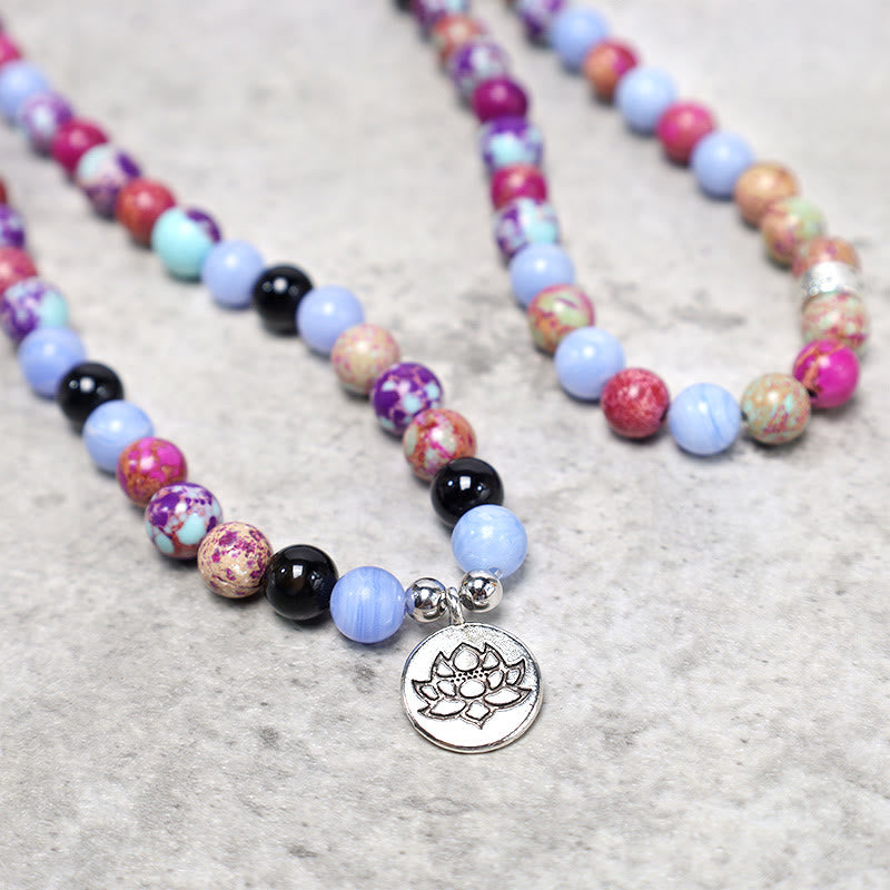 Buddha Stones Natuurlijke paarse Miano echte steen Lotus Mala - image 3
