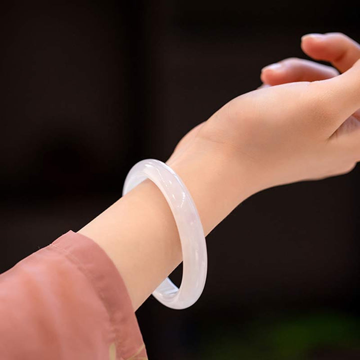Buddha Stones Natuurlijke chalcedoon Bangle-armband met harmonie- en positieve boodschap. - image 3
