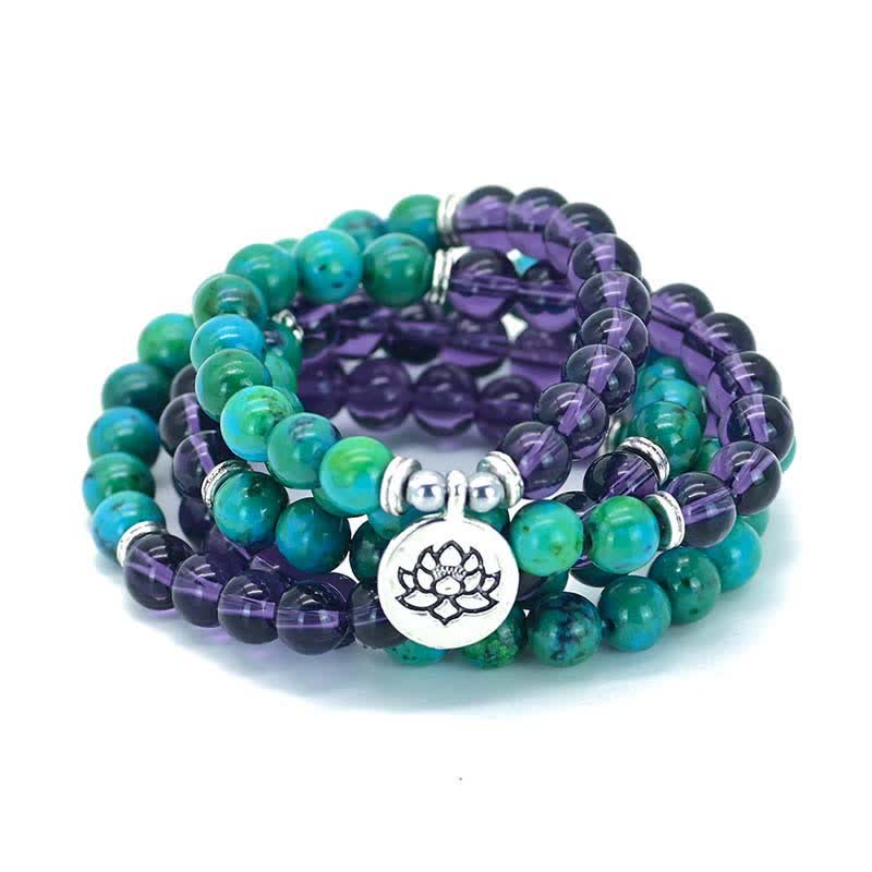 Buddha Stones Amethistgroene aventurijn spirituele lotus Armband - image 3