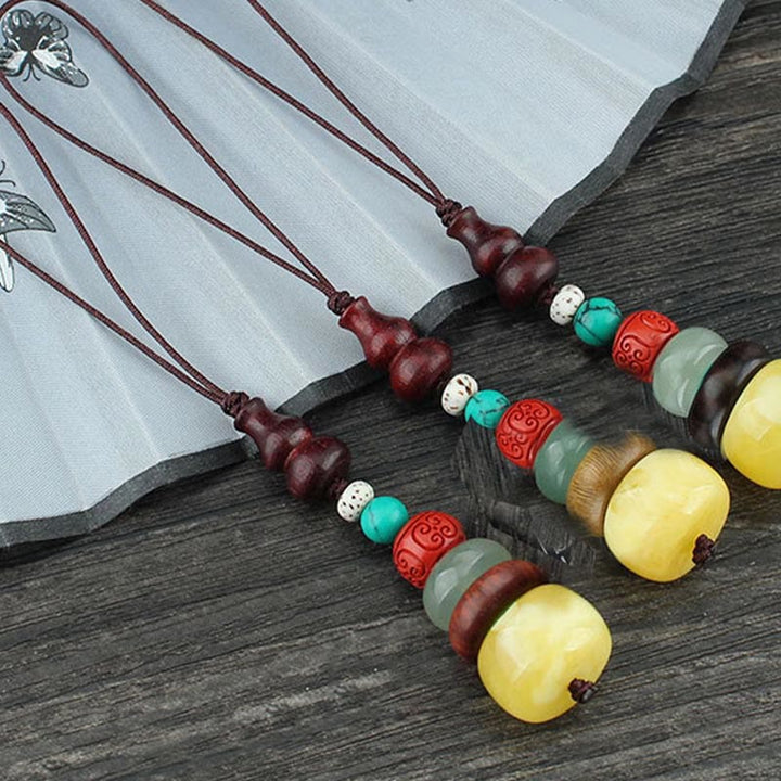 Groene sandelhout ebbenhouten kalebas zevenlaagse pagode positieve Telefoonhanger decoratie - image 12