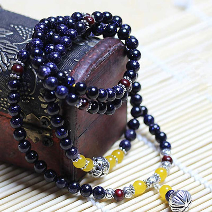 Buddha Stones Blauwe zandstenen Armband Mala - image 2