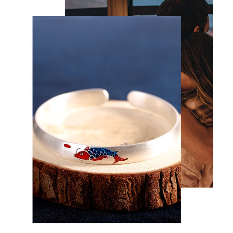 Buddha Stones 999 Bangle Zilveren Koi Vis Manchetarmband - image 6