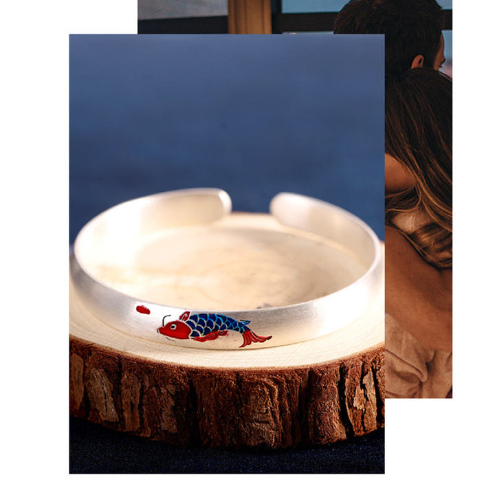 Buddha Stones 999 Bangle Zilveren Koi Vis Manchetarmband - image 6