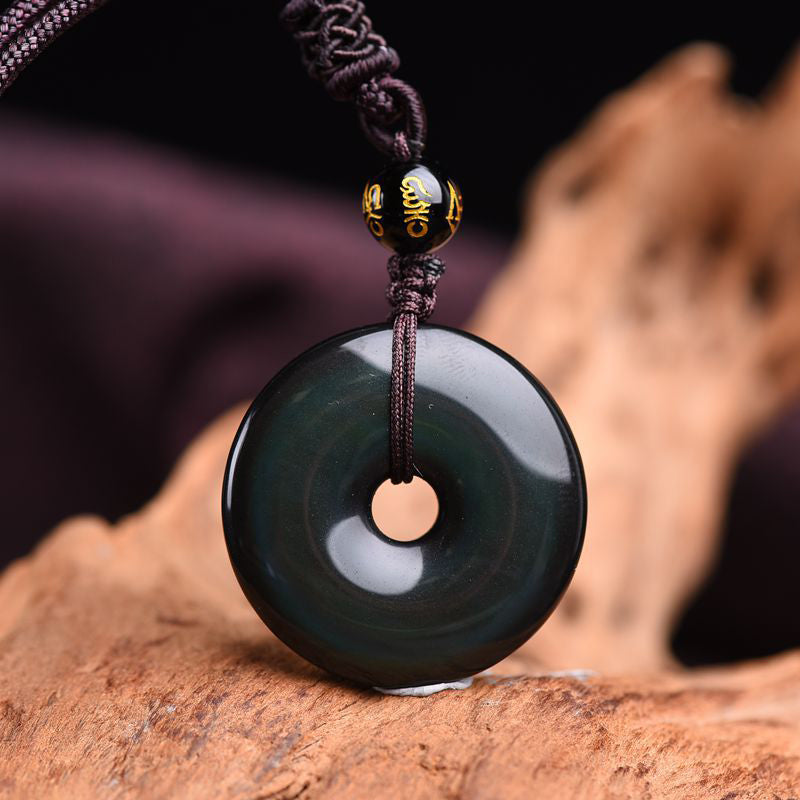 Buddha Stones Tibetaanse obsidiaan Ketting - Regenboogobsidiaan - image 11