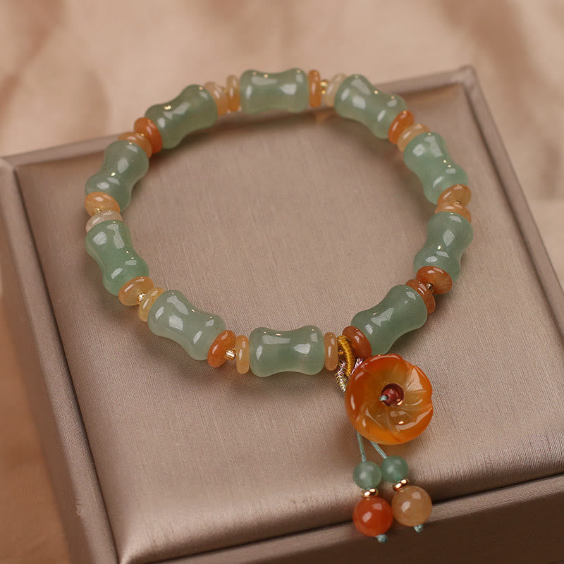 Buddha Stones Armband van natuurlijke jade en bamboe met bloemenpatroon - image 1