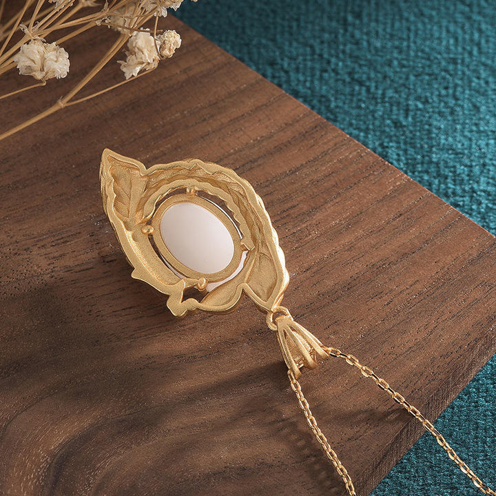 Witte jade pauw koperen zegen Ketting - image 3
