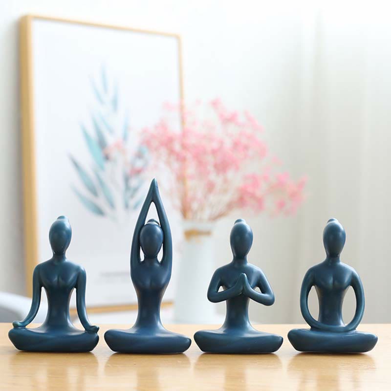 Abstracte yoga meditatie oefening keramiek spirituele beeldje sculptuur decoratie - image 1
