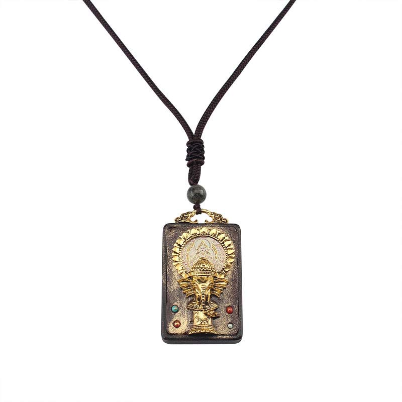 Ebbenhouten olifant, god van het geluk, Boeddha, Ketting kettinghanger - image 13
