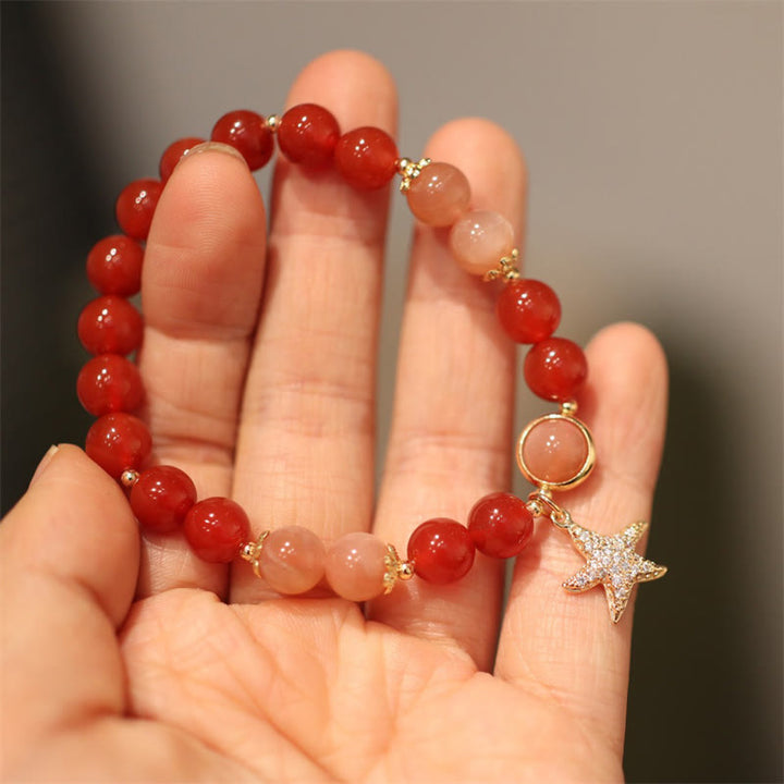 Buddha Stones Zonnesteen Perzik Maansteen Rode Agaat Kristallen Armband - image 8