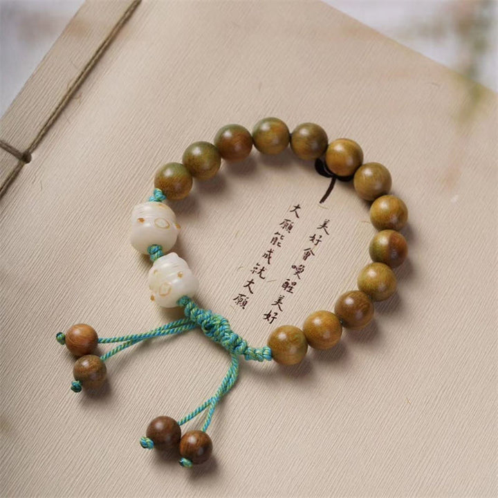 Buddha Stones Groene sandelhout Bodhizaad gelukskat positieve Armband - image 1