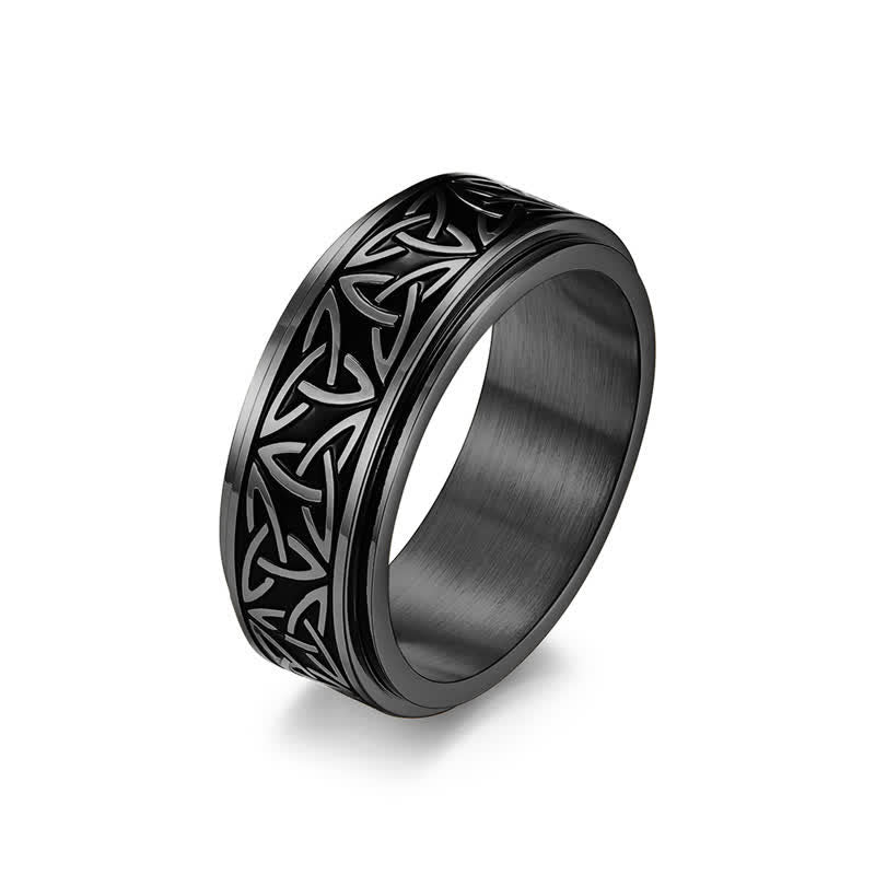 Buddha Stones Driehoekige knoop Triquetra titanium stalen draaibare Ring - image 6
