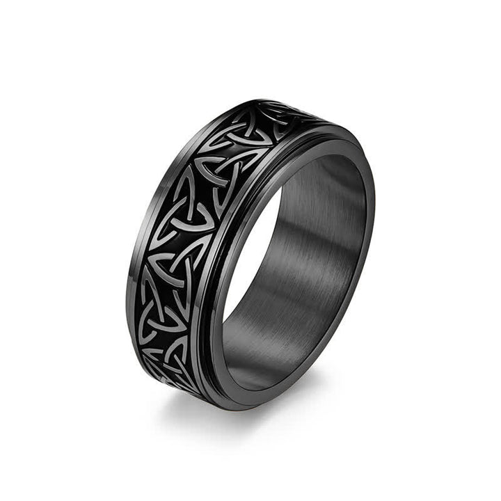 Buddha Stones Driehoekige knoop Triquetra titanium stalen draaibare Ring - image 6