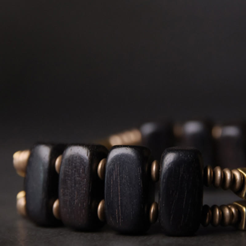 Buddha Stones Tibetaanse ebbenhouten Armband van messing en koper met dubbele laag. - image 5