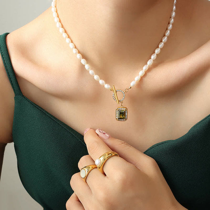 Parel Zirkoon Rijkdom Charm Ketting - image 14