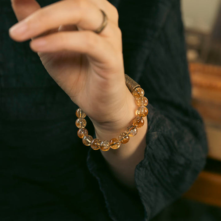 Buddha Stones Armband met natuurlijke citrienkristallen en messing kralen - image 5