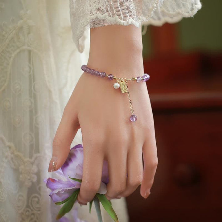 Buddha Stones Armband met natuurlijke amethistkristallen ter verlichting van stress - image 1