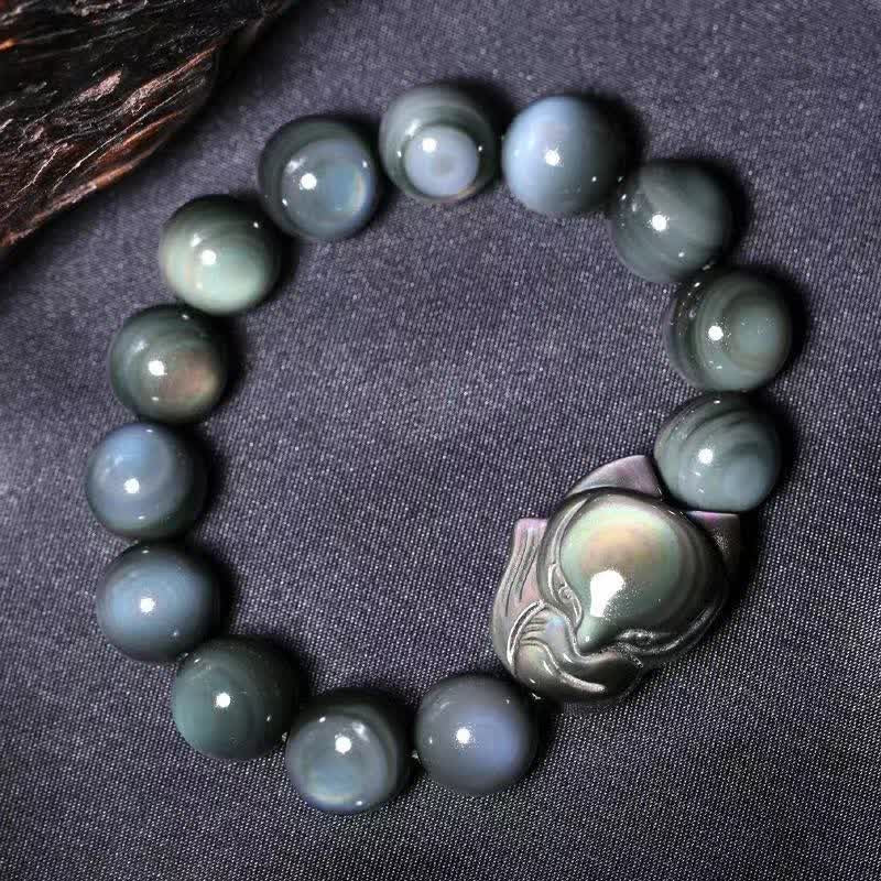 Buddha Stones Regenboog Obsidiaan Vos Helende Positieve Armband - image 7