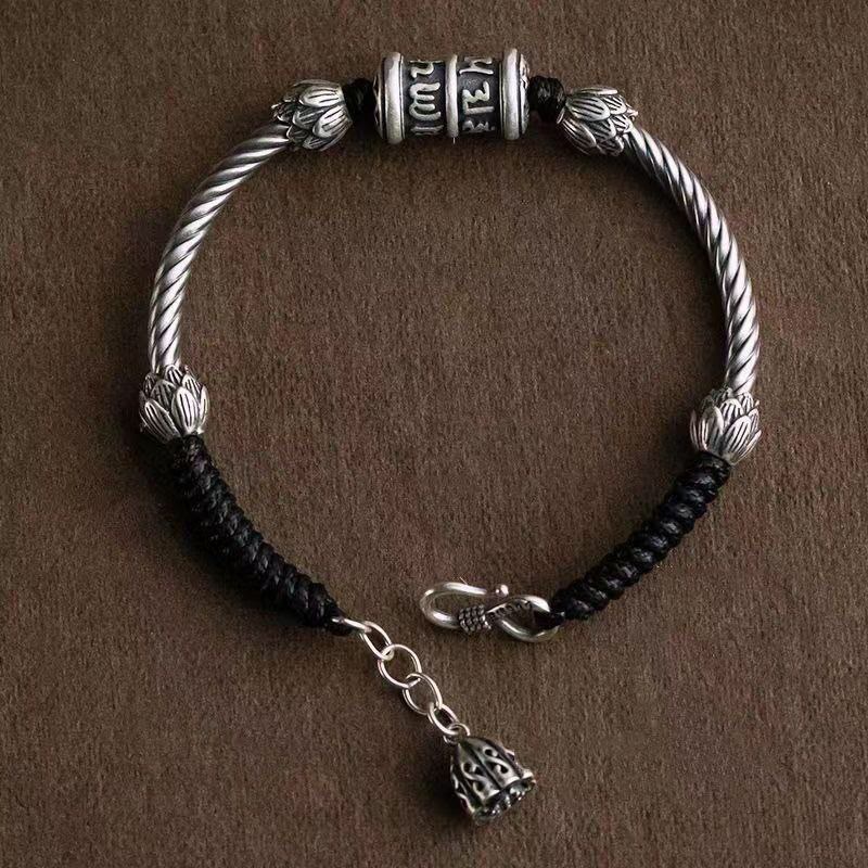 Buddha Stones Om Mani Padme Hum Lotus Vrede Gevlochten Armband - image 1