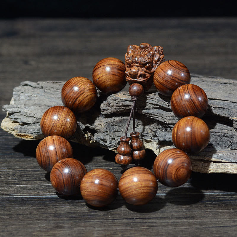 Buddha Stones Rozenhout, groene sandelhout, kleine bladeren, rode sandelhout, draak, gesneden Armband - image 15