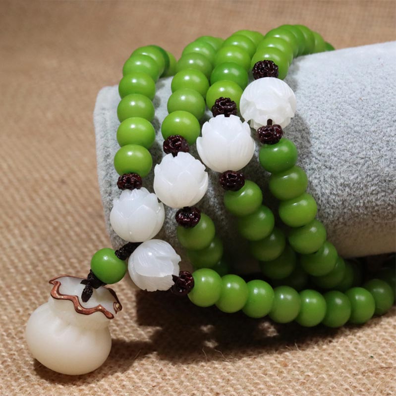 Buddha Stones Natuurlijke Bodhizaad Mala Armband met 108 kralen - 7mm* 9mm - #2 - image 1