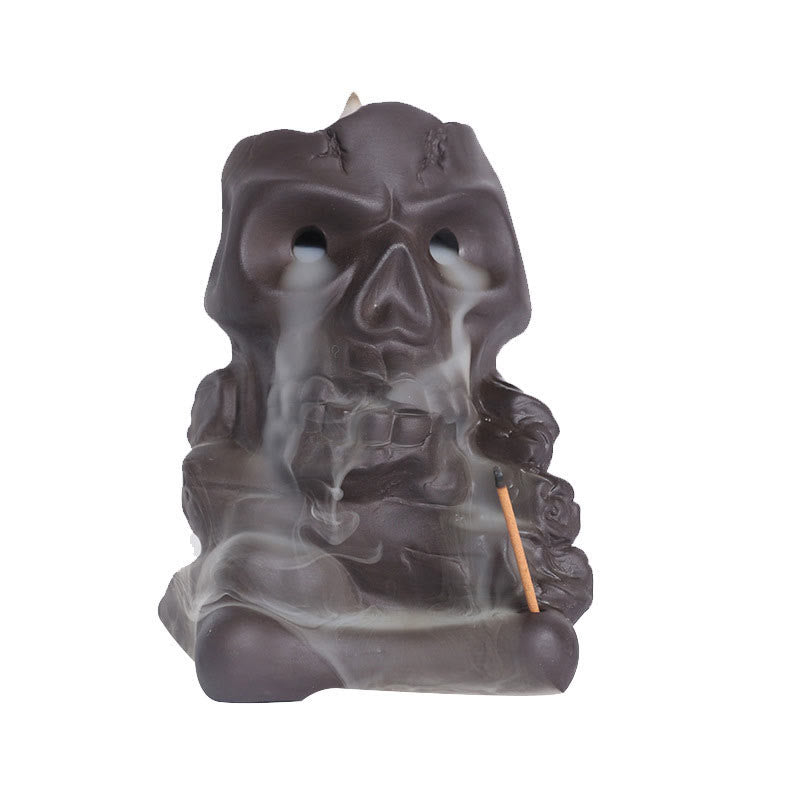 Buddha Stones Halloween schedelhoofd paarse klei Wierook decoratie - image 8