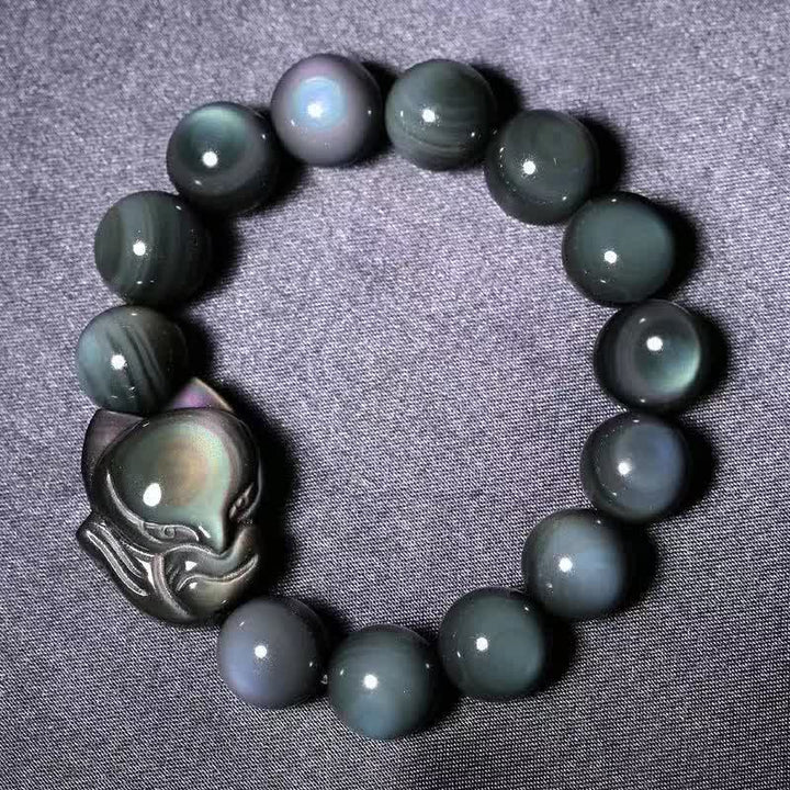 Buddha Stones Regenboog Obsidiaan Vos Helende Positieve Armband - image 8