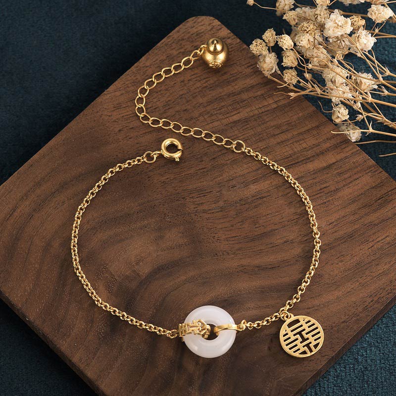 Buddha Stones Witte jade dubbele Armband - image 1