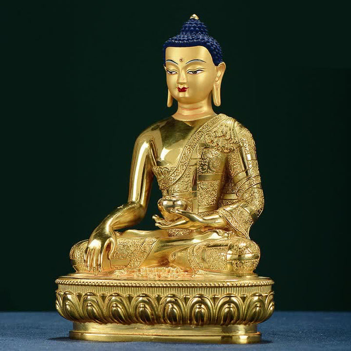 Buddha Stones Boeddha Shakyamuni beeldje, verlichting, koperen beeldje, huisgeschenk, decoratie - image 3