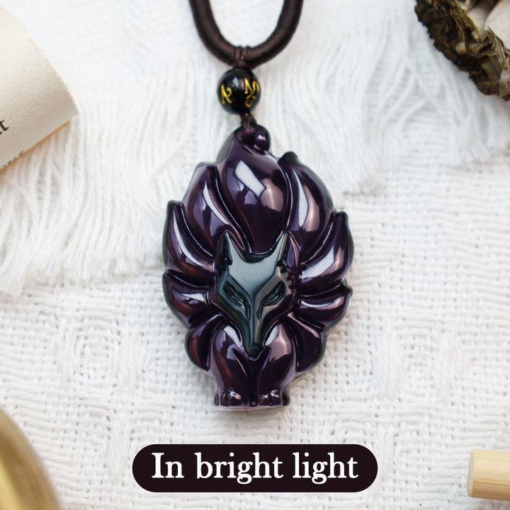 Buddha Stones Natuurlijke regenboogobsidiaan met gouden glans, obsidiaan hanger met Ketting - image 5