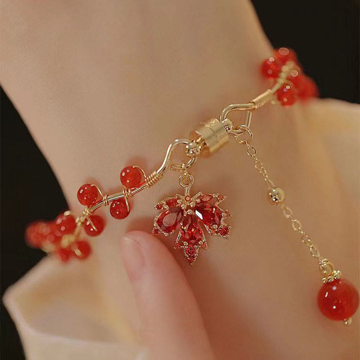 Buddha Stones Armband met gelukshanger in de vorm van een rood esdoornblad - image 10