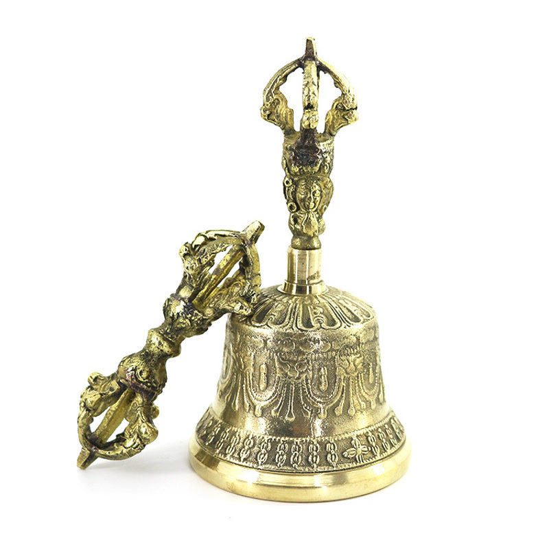 Buddha Stones Handgemaakte decoratieset met Tibetaanse meditatiebel en Vajra Dorje koperen balans. - image 0