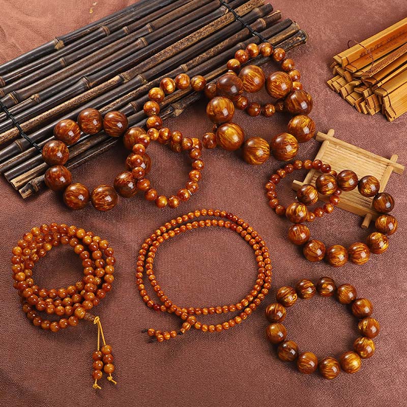 Buddha Stones Gouden Zeewilg Succes Positieve Armband Mala - image 1