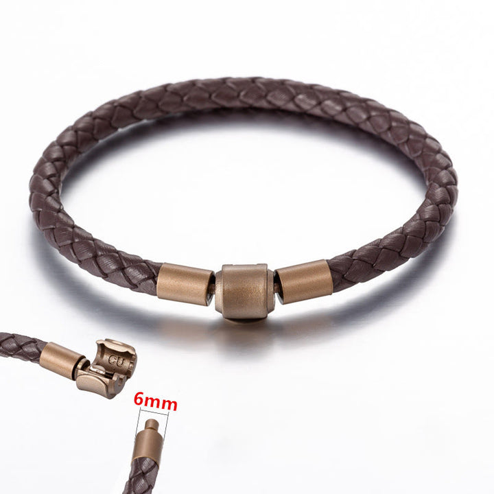 Buddha Stones Armband leren touwarmband met geluksvlechtwerk - 5 mm bruin 21 cm - image 13