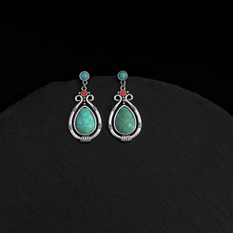 Tibetaanse vintage turquoise waterdruppel oorbellen met Oorbellen - image 5