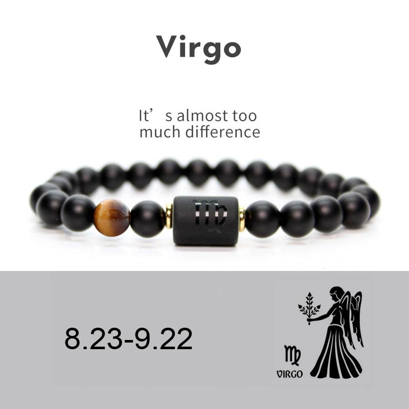Buddha Stones Verstelbare Armband van zwarte onyx met de 12 sterrenbeelden van de dierenriem - Maagd - image 4