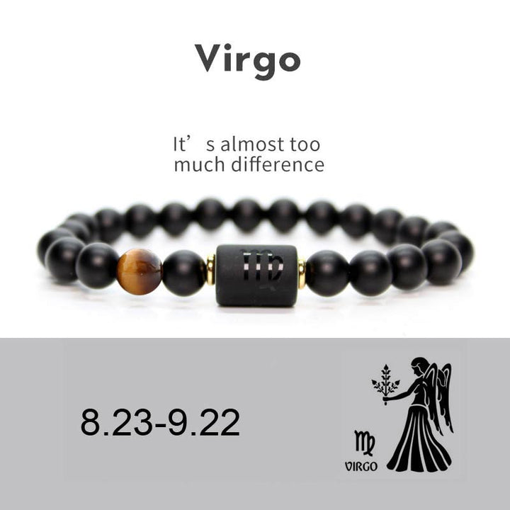 Buddha Stones Verstelbare Armband van zwarte onyx met de 12 sterrenbeelden van de dierenriem - Maagd - image 4