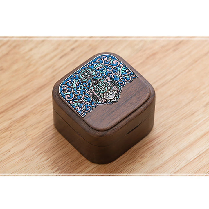 Retro handgemaakte Sieraden opbergdoos in bladmotief, houten geschenkdoos - image 9