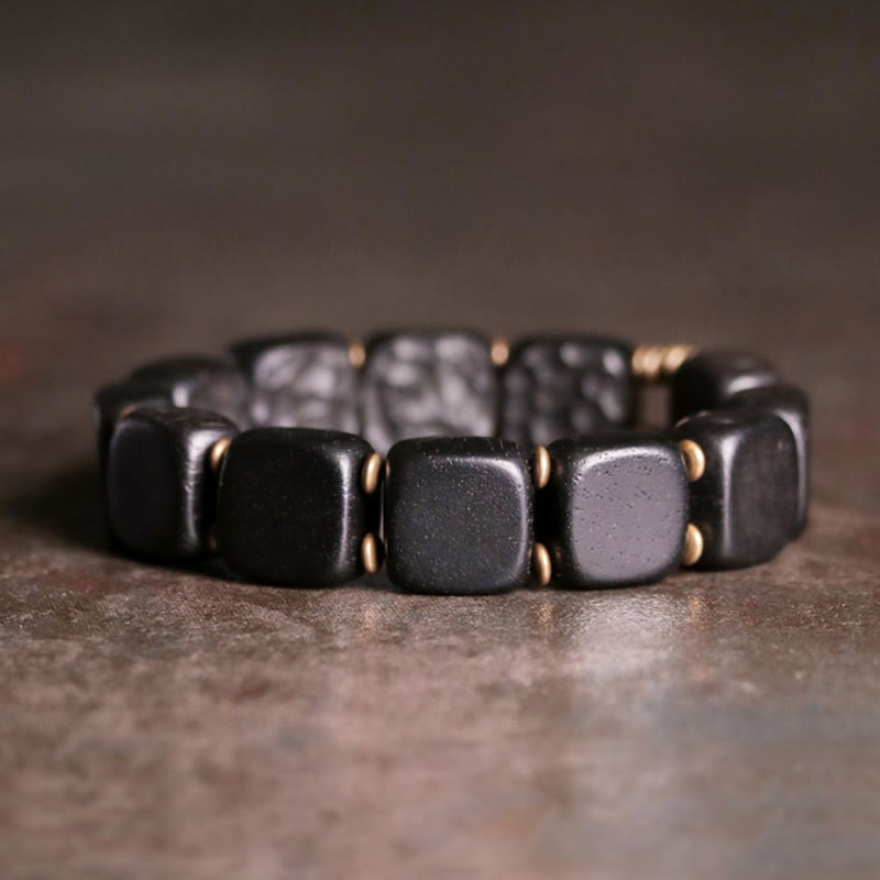 Buddha Stones Retro armband in ebbenhoutstructuur met koperen Armband. - image 2