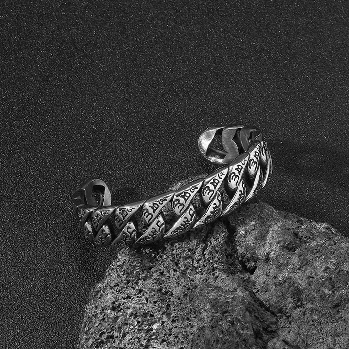 Buddha Stones Armband Om Mani Padme Hum Mantra Bangle van titaniumstaal - image 4