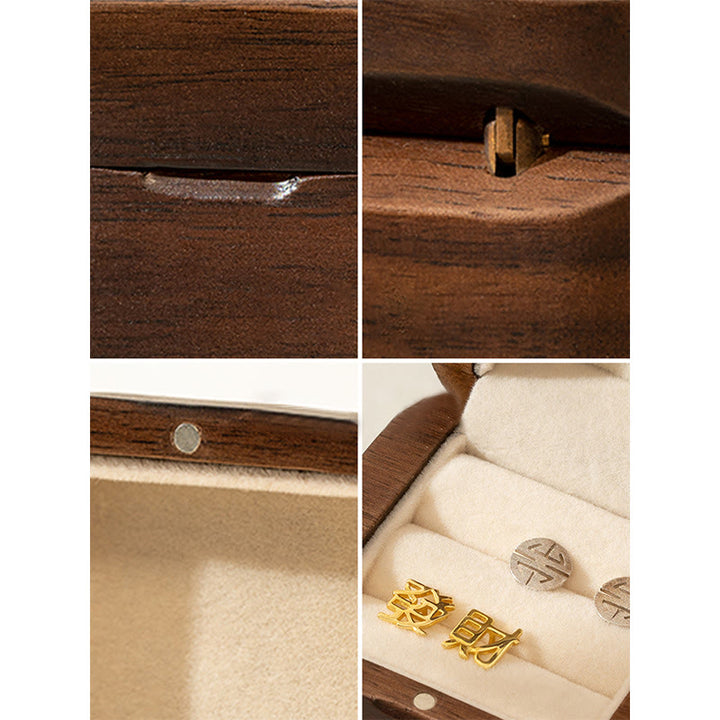 Retro handgemaakte Sieraden opbergdoos in bladmotief, houten geschenkdoos - image 5