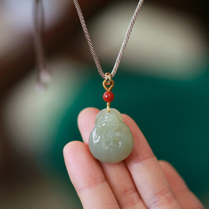 Buddha Stones Lachende Boeddha Hetian Jade Rijkdom Voorspoed Ketting - image 5