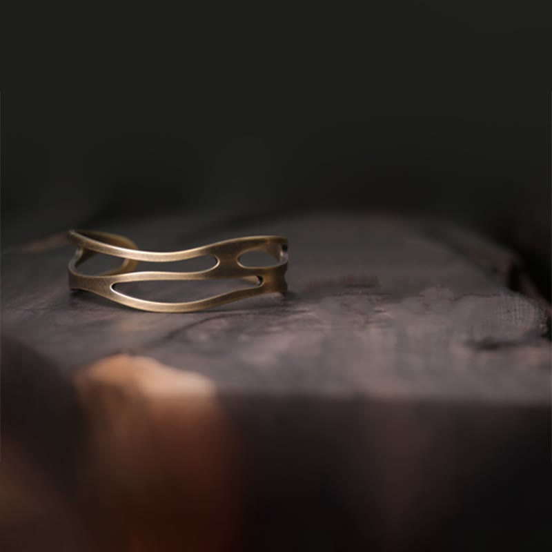 Buddha Stones Bangle gebogen koperen messing Manchetarmband - image 8