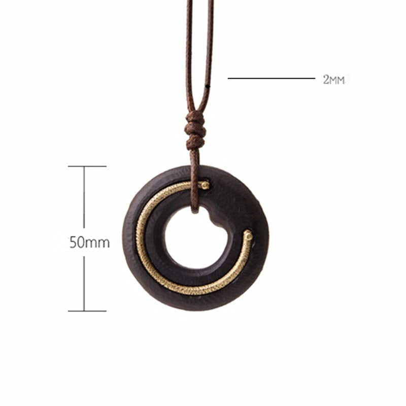 Buddha Stones Zen cirkel ebbenhouten Ketting - image 16