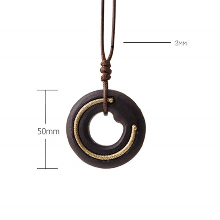 Buddha Stones Zen cirkel ebbenhouten Ketting - image 16